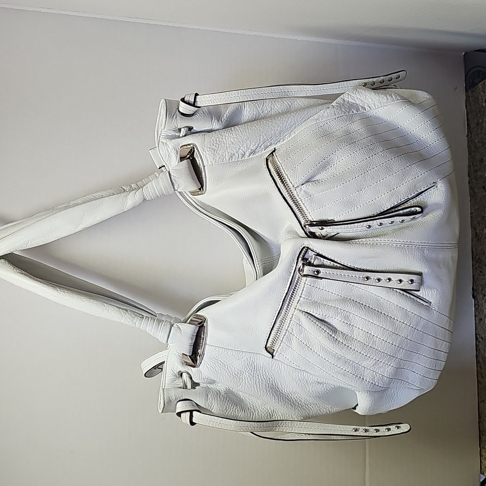 Large B Makowsky White Leather Tote Bag